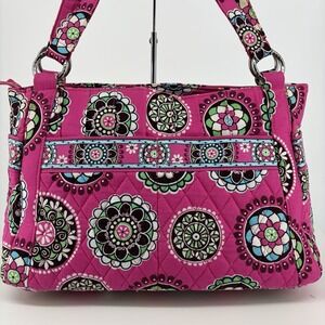 Vera Bradley Pink Cupcakes Purse Shoulder Double Handle Pleated Bag Tote Cottage